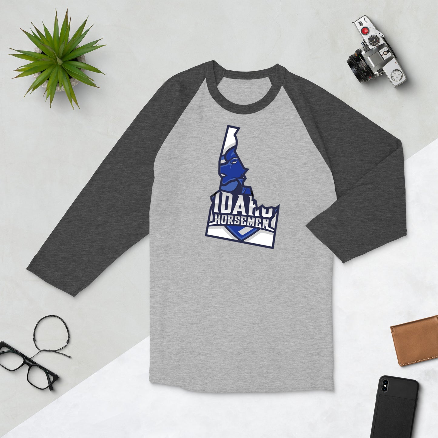 State of Idaho Logo - 3/4 sleeve raglan shirt