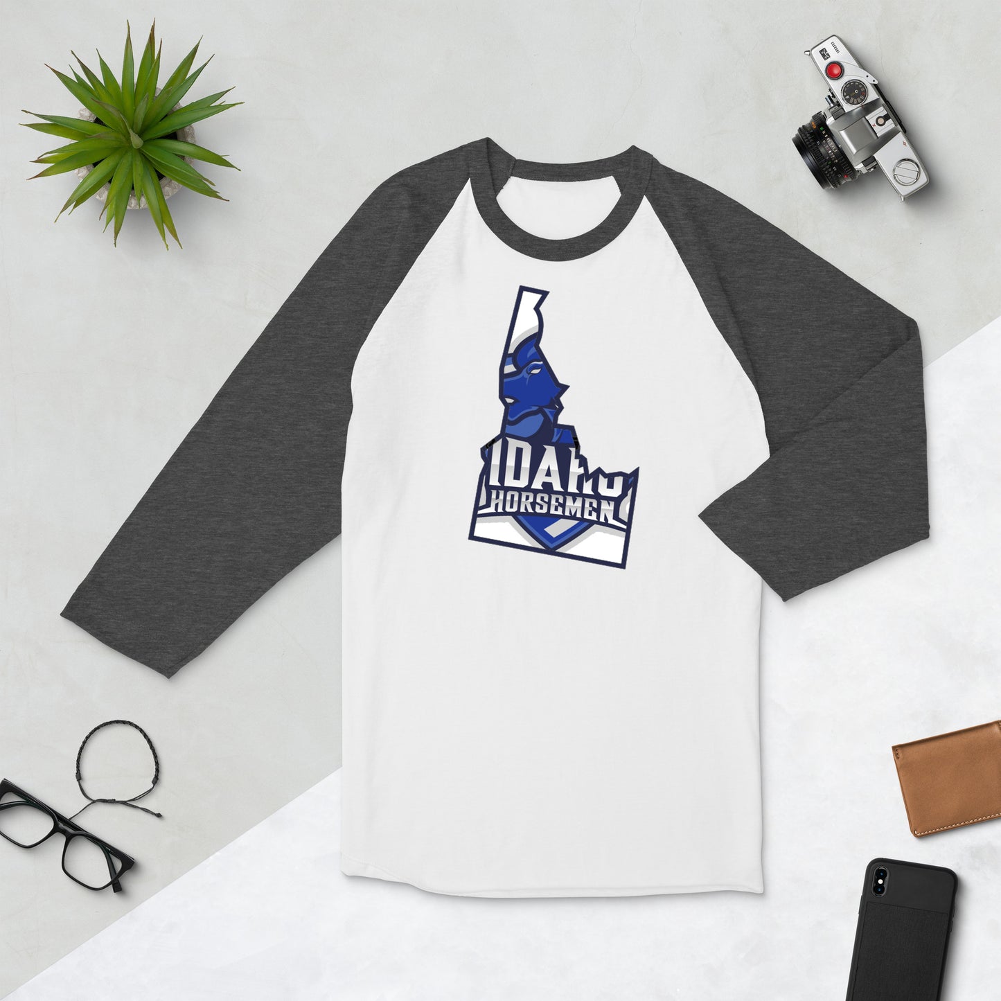 State of Idaho Logo - 3/4 sleeve raglan shirt